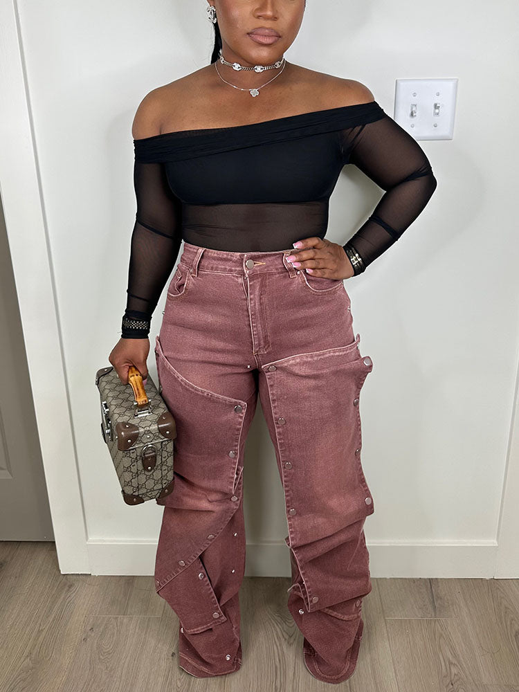 Snap Button Jeans